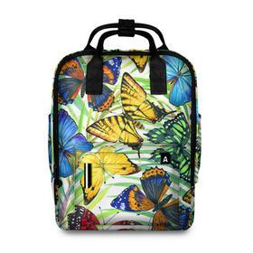 Женский рюкзак 3D с принтом Бабочки 2 в Ухте, 100% полиэстер | лямки с регулируемой длиной, сверху ручки, чтобы рюкзак нести как сумку. Основное отделение закрывается на молнию, как и внешний карман. Внутри два дополнительных кармана, один из которых закрывается на молнию. По бокам два дополнительных кармашка, куда поместится маленькая бутылочка
 | flower | summer | swag | trend | бабочки | лето | популярное | сваг | свег | тренд | хит | цветочки | цветы