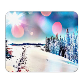 Коврик прямоугольный с принтом Тропа в Ухте, натуральный каучук | размер 230 х 185 мм; запечатка лицевой стороны | зима | природа | снег | снежный | солнце