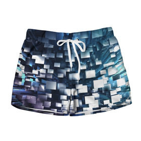 Женские шорты 3D Абстракция: в Ухте, 100% полиэстер | прямой крой, два кармана без застежек по бокам. Мягкая трикотажная резинка на поясе, внутри которой широкие завязки. Длина до середины бедра | abstraction | art | background | black | metal | screens | абстракция | искусство | металл | фон | черный | экраны