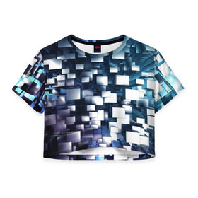 Женская футболка 3D укороченная Абстракция: в Ухте, 100% полиэстер | круглая горловина, длина футболки до линии талии, рукава с отворотами | abstraction | art | background | black | metal | screens | абстракция | искусство | металл | фон | черный | экраны