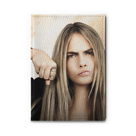 Обложка для автодокументов с принтом Cara Delevingne в Ухте, натуральная кожа |  размер 19,9*13 см; внутри 4 больших “конверта” для документов и один маленький отдел — туда идеально встанут права | actress | angry | body art | british top model | cara delevingne | emotion | актриса | боди арт | британская топ модель | делевинь | кара | сердитая | эмоция