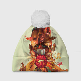 Шапка 3D c помпоном с принтом Breaking bad (mix) в Ухте, 100% полиэстер | универсальный размер, печать по всей поверхности изделия | breaking bad