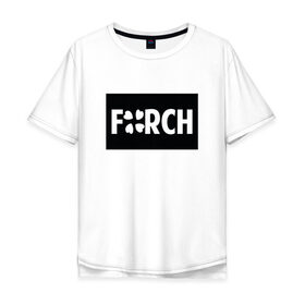 Мужская футболка хлопок Oversize с принтом с чёрным лого Forch - №1 в Ухте, 100% хлопок | свободный крой, круглый ворот, “спинка” длиннее передней части | Тематика изображения на принте: 4ch | brand | forch | logo | форч | форчан