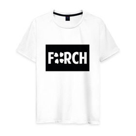 Мужская футболка хлопок с принтом с чёрным лого Forch - №1 в Ухте, 100% хлопок | прямой крой, круглый вырез горловины, длина до линии бедер, слегка спущенное плечо. | Тематика изображения на принте: 4ch | brand | forch | logo | форч | форчан