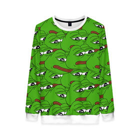 Женский свитшот 3D с принтом Sad frogs в Ухте, 100% полиэстер с мягким внутренним слоем | круглый вырез горловины, мягкая резинка на манжетах и поясе, свободная посадка по фигуре | frog | грустная | жаба | мем | мемы