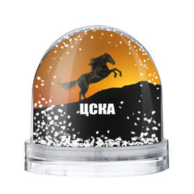 Снежный шар с принтом ЦСКА gold в Ухте, Пластик | Изображение внутри шара печатается на глянцевой фотобумаге с двух сторон | на макете изображён конь.цска | премьер лига | рфпл | футбол | чемпион