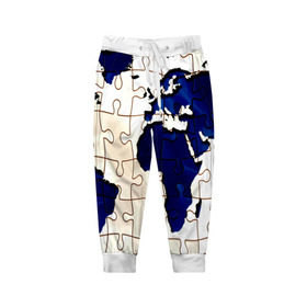 Детские брюки 3D с принтом Мир в Ухте, 100% полиэстер | манжеты по низу, эластичный пояс регулируется шнурком, по бокам два кармана без застежек, внутренняя часть кармана из мелкой сетки | continents | world | континент | мир | туристические