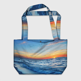 Пляжная сумка 3D Море на закате: в Ухте, 100% полиэстер | застегивается на металлическую кнопку; внутренний карман застегивается на молнию. Стенки укреплены специальным мягким материалом, чтобы защитить содержимое от несильных ударов
 | волны | закат | море | небо | облака | пейзаж | пляж