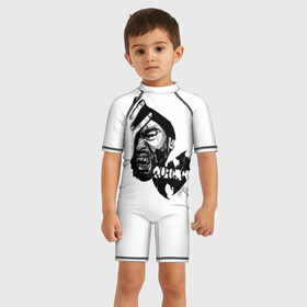 Детский купальный костюм 3D с принтом Methodman в Ухте, Полиэстер 85%, Спандекс 15% | застежка на молнии на спине | Тематика изображения на принте: gza | hip hop | rza | wu fam | ву танг клан | хип хоп