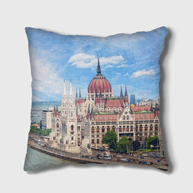 Подушка 3D с принтом Будапешт в Ухте, наволочка – 100% полиэстер, наполнитель – холлофайбер (легкий наполнитель, не вызывает аллергию). | состоит из подушки и наволочки. Наволочка на молнии, легко снимается для стирки | 