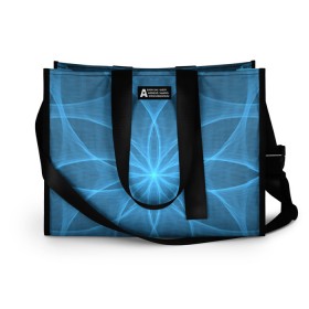 Сумка-шоппер 3D с принтом Синяя звезда в Ухте, 100% полиэстер | застегивается на металлическую кнопку; внутренний карман застегивается на молнию. Стенки укреплены специальным мягким материалом, чтобы защитить содержимое от несильных ударов
 | дуга | звезда | линии | синий | узор | цветок