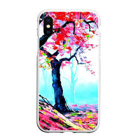 Чехол для iPhone XS Max матовый с принтом Сакура в Ухте, Силикон | Область печати: задняя сторона чехла, без боковых панелей | весна | живопись | сакура | япония