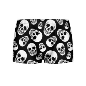 Мужские трусы 3D с принтом Черепа в Ухте, 50% хлопок, 50% полиэстер | классическая посадка, на поясе мягкая тканевая резинка | Тематика изображения на принте: белый | паттерн | черно белый | черный