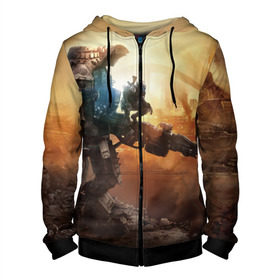 Мужская толстовка 3D на молнии с принтом Titanfall в Ухте, 100% полиэстер | длина до линии бедра, манжеты и пояс оформлены мягкой тканевой резинкой, двухслойный капюшон со шнурком для регулировки, спереди молния, по бокам два кармана | titanfall | титанфалл