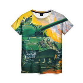 Женская футболка 3D с принтом Танк ИС-3 в Ухте, 100% полиэфир ( синтетическое хлопкоподобное полотно) | прямой крой, круглый вырез горловины, длина до линии бедер | армия | арт | ис3 | ствол | танк