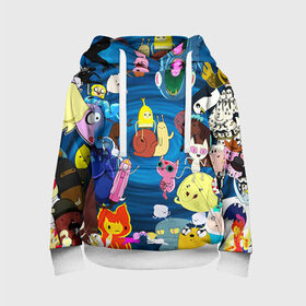 Детская толстовка 3D с принтом Adventure Time 1 в Ухте, 100% полиэстер | двухслойный капюшон со шнурком для регулировки, мягкие манжеты на рукавах и по низу толстовки, спереди карман-кенгуру с мягким внутренним слоем | Тематика изображения на принте: adventure time | bubblegum | dog | finn | jake | marcelline | время приключений | джейк и финн | марселин | пупырка