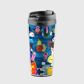 Термокружка-непроливайка с принтом Adventure Time 1 в Ухте, внутренняя часть — пищевой пластик, наружная часть — прозрачный пластик, между ними — полиграфическая вставка с рисунком | объем — 350 мл, герметичная крышка | adventure time | bubblegum | dog | finn | jake | marcelline | время приключений | джейк и финн | марселин | пупырка