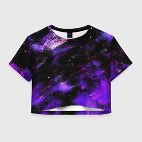 Женская футболка 3D укороченная с принтом Violet ultramarine в Ухте, 100% полиэстер | круглая горловина, длина футболки до линии талии, рукава с отворотами | потертости | темный | фиолетовый