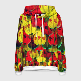 Мужская толстовка 3D с принтом Фонарики в Ухте, 100% полиэстер | двухслойный капюшон со шнурком для регулировки, мягкие манжеты на рукавах и по низу толстовки, спереди карман-кенгуру с мягким внутренним слоем. | Тематика изображения на принте: азия | китай | праздник | япония