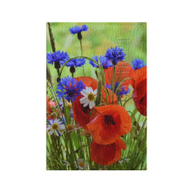 Обложка для паспорта матовая кожа с принтом Маки 7 в Ухте, натуральная матовая кожа | размер 19,3 х 13,7 см; прозрачные пластиковые крепления | цветы