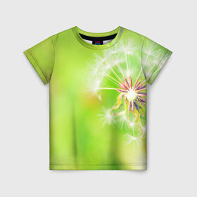 Детская футболка 3D с принтом Одуванчик в Ухте, 100% гипоаллергенный полиэфир | прямой крой, круглый вырез горловины, длина до линии бедер, чуть спущенное плечо, ткань немного тянется | Тематика изображения на принте: лепесток | новая | одуванчик | природа | цветок | яркая
