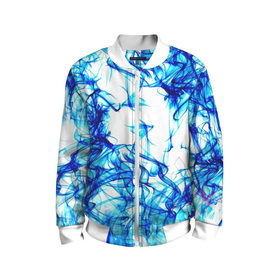 Детский бомбер 3D с принтом Streak в Ухте, 100% полиэстер | застегивается на молнию, по бокам два кармана без застежек, мягкие манжеты, по низу бомбера и на воротнике — эластичная резинка | Тематика изображения на принте: дым | синий