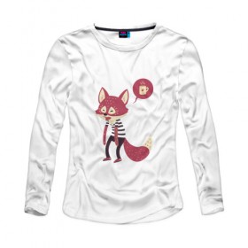 Женский лонгслив хлопок с принтом Good Morning Fox в Ухте, 100% хлопок |  | Тематика изображения на принте: 