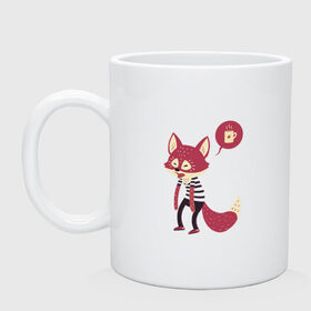 Кружка с принтом Good Morning Fox в Ухте, керамика | объем — 330 мл, диаметр — 80 мм. Принт наносится на бока кружки, можно сделать два разных изображения | Тематика изображения на принте: 