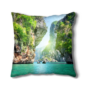 Подушка 3D с принтом Таиланд 2 в Ухте, наволочка – 100% полиэстер, наполнитель – холлофайбер (легкий наполнитель, не вызывает аллергию). | состоит из подушки и наволочки. Наволочка на молнии, легко снимается для стирки | 