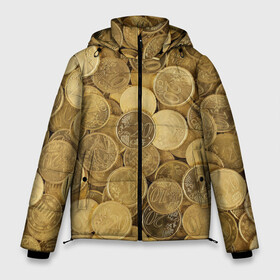 Мужская зимняя куртка 3D с принтом монетки в Ухте, верх — 100% полиэстер; подкладка — 100% полиэстер; утеплитель — 100% полиэстер | длина ниже бедра, свободный силуэт Оверсайз. Есть воротник-стойка, отстегивающийся капюшон и ветрозащитная планка. 

Боковые карманы с листочкой на кнопках и внутренний карман на молнии. | деньги | евро | копейки | мелочёвка | мелочь | монеты