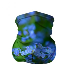 Бандана-труба 3D с принтом синие цветочки в Ухте, 100% полиэстер, ткань с особыми свойствами — Activecool | плотность 150‒180 г/м2; хорошо тянется, но сохраняет форму | 