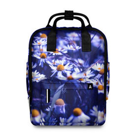 Женский рюкзак 3D с принтом Ромашки в Ухте, 100% полиэстер | лямки с регулируемой длиной, сверху ручки, чтобы рюкзак нести как сумку. Основное отделение закрывается на молнию, как и внешний карман. Внутри два дополнительных кармана, один из которых закрывается на молнию. По бокам два дополнительных кармашка, куда поместится маленькая бутылочка
 | лепестки | прикольные картинки | ромашки | цветочки | цветы