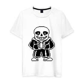 Мужская футболка хлопок с принтом Sans Undertale в Ухте, 100% хлопок | прямой крой, круглый вырез горловины, длина до линии бедер, слегка спущенное плечо. | black white | good jokes | sans | undertale