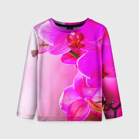 Детский лонгслив 3D с принтом Орхидея в Ухте, 100% полиэстер | длинные рукава, круглый вырез горловины, полуприлегающий силуэт
 | лепесток | новая | орхидея | природа | цветок | яркая