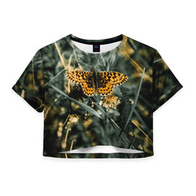 Женская футболка 3D укороченная Королевская бабочка: в Ухте, 100% полиэстер | круглая горловина, длина футболки до линии талии, рукава с отворотами |