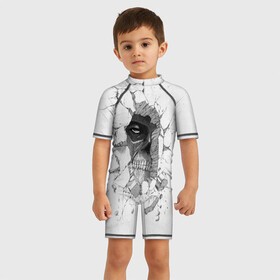 Детский купальный костюм 3D с принтом Titan в Ухте, Полиэстер 85%, Спандекс 15% | застежка на молнии на спине | attack on titan | атака титанов | вторжение гигантов