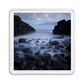 Магнит 55*55 с принтом Туманный берег в Ухте, Пластик | Размер: 65*65 мм; Размер печати: 55*55 мм | 