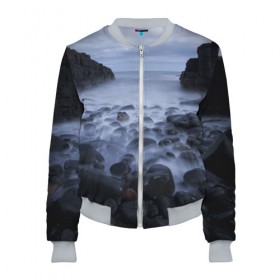 Женский бомбер 3D Туманный берег: в Ухте, 100% полиэстер | застегивается на молнию, по бокам два кармана без застежек, мягкие манжеты, по низу бомбера и на воротнике — эластичная резинка |