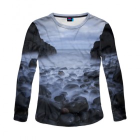 Женский лонгслив 3D Туманный берег: в Ухте, 100% полиэстер | длинные рукава, круглый вырез горловины, полуприлегающий силуэт |