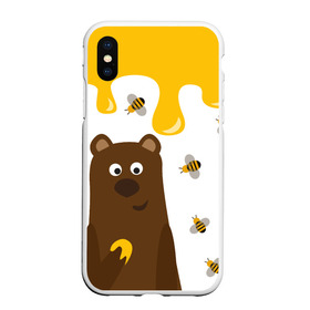 Чехол для iPhone XS Max матовый Медведь в мёде: в Ухте, Силикон | Область печати: задняя сторона чехла, без боковых панелей | мёд | медведь | миша | пчелы