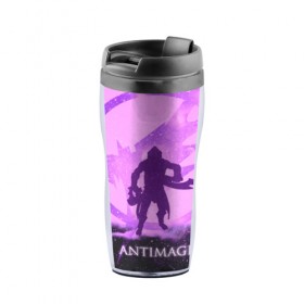 Термокружка-непроливайка с принтом Antimage в Ухте, внутренняя часть — пищевой пластик, наружная часть — прозрачный пластик, между ними — полиграфическая вставка с рисунком | объем — 350 мл, герметичная крышка | antimage | dota | dota 2 | антимаг | дота | дотан | раки