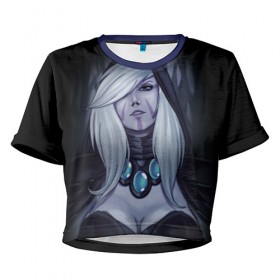 Женская футболка 3D укороченная с принтом Black в Ухте, 100% полиэстер | круглая горловина, длина футболки до линии талии, рукава с отворотами | 