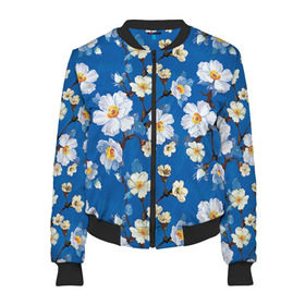 Женский бомбер 3D Цветы ретро 5: в Ухте, 100% полиэстер | застегивается на молнию, по бокам два кармана без застежек, мягкие манжеты, по низу бомбера и на воротнике — эластичная резинка |   | винтаж | прованс | роза | роспись | узор | цветок | цветы