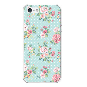Чехол для iPhone 5/5S матовый Цветы ретро 1: в Ухте, Силикон | Область печати: задняя сторона чехла, без боковых панелей |   | винтаж | прованс | роза | роспись | узор | цветок | цветы