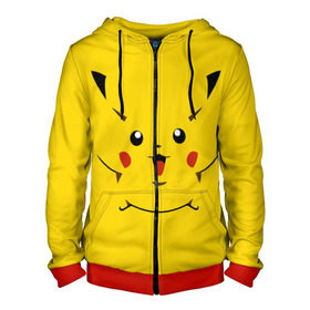 Мужская толстовка 3D на молнии с принтом Пикачу в Ухте, 100% полиэстер | длина до линии бедра, манжеты и пояс оформлены мягкой тканевой резинкой, двухслойный капюшон со шнурком для регулировки, спереди молния, по бокам два кармана | пикачу