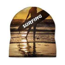 Шапка 3D с принтом Surfing в Ухте, 100% полиэстер | универсальный размер, печать по всей поверхности изделия | волна | девушка | море | прикольные картинки | сёрфинг | солнце | спорт | экстрим