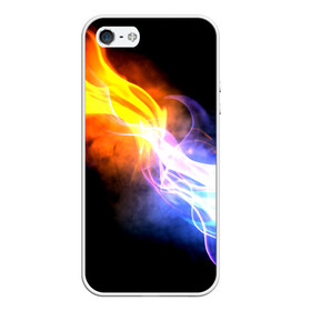 Чехол для iPhone 5/5S матовый с принтом Brisk Fire в Ухте, Силикон | Область печати: задняя сторона чехла, без боковых панелей | дым | желтый | огонь | синий