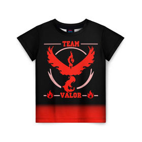 Детская футболка 3D с принтом Team Valor в Ухте, 100% гипоаллергенный полиэфир | прямой крой, круглый вырез горловины, длина до линии бедер, чуть спущенное плечо, ткань немного тянется | go | pokemon | team | valor | покемон
