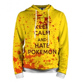 Мужская толстовка 3D с принтом Keep calm and Hate Pokemons в Ухте, 100% полиэстер | двухслойный капюшон со шнурком для регулировки, мягкие манжеты на рукавах и по низу толстовки, спереди карман-кенгуру с мягким внутренним слоем. | Тематика изображения на принте: pokemon go