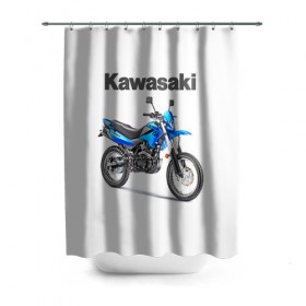 Штора 3D для ванной с принтом Kawasaky Stels 250 в Ухте, 100% полиэстер | плотность материала — 100 г/м2. Стандартный размер — 146 см х 180 см. По верхнему краю — пластиковые люверсы для креплений. В комплекте 10 пластиковых колец | kawasaky
